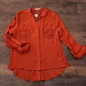 Long Sleeve Lace Blouse Sz L